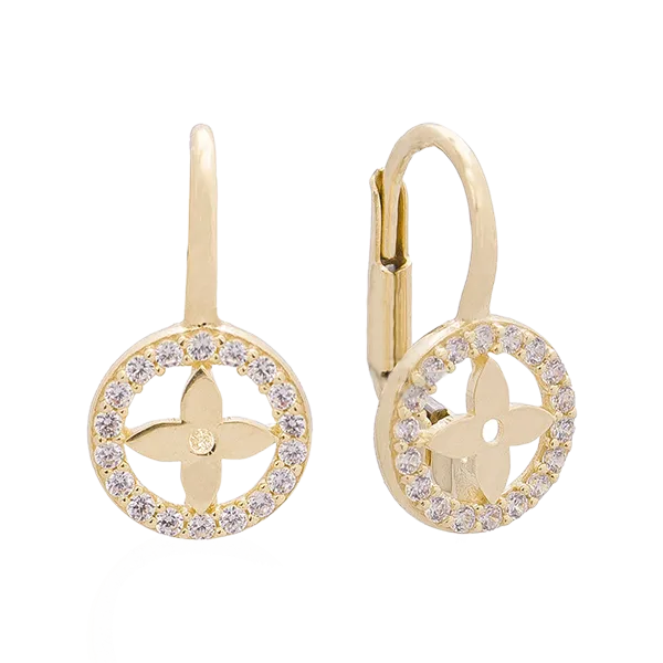 Clover CZ French Clip Earrings