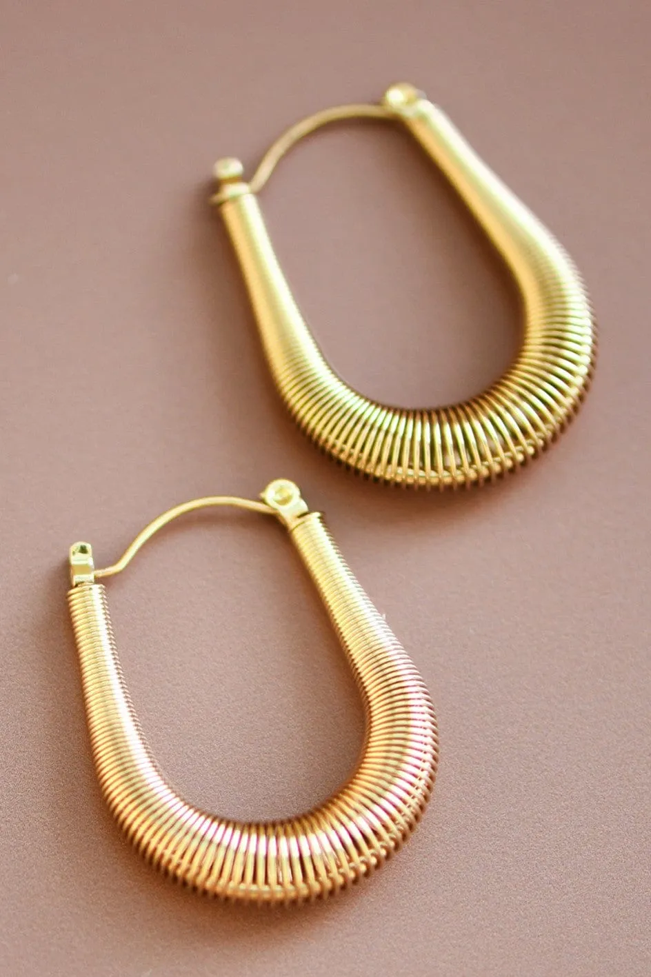 Coil Spring Hoop Earrings In Gold