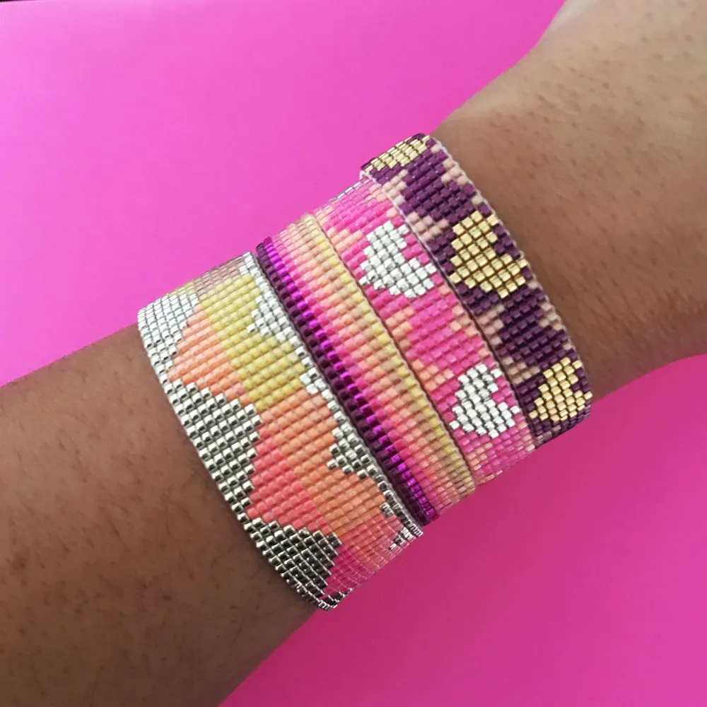 Colorful Rainbow Heart Bracelets: Handmade Designer Jewelry with Gold or Silver Chain