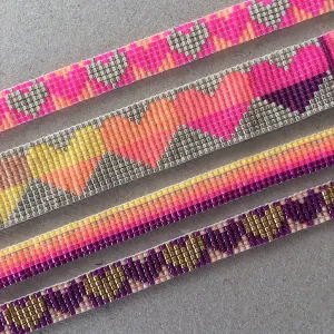 Colorful Rainbow Heart Bracelets: Handmade Designer Jewelry with Gold or Silver Chain