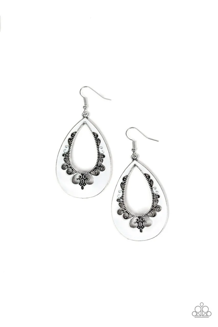 Compliments to the CHIC White Paparazzi Earrings