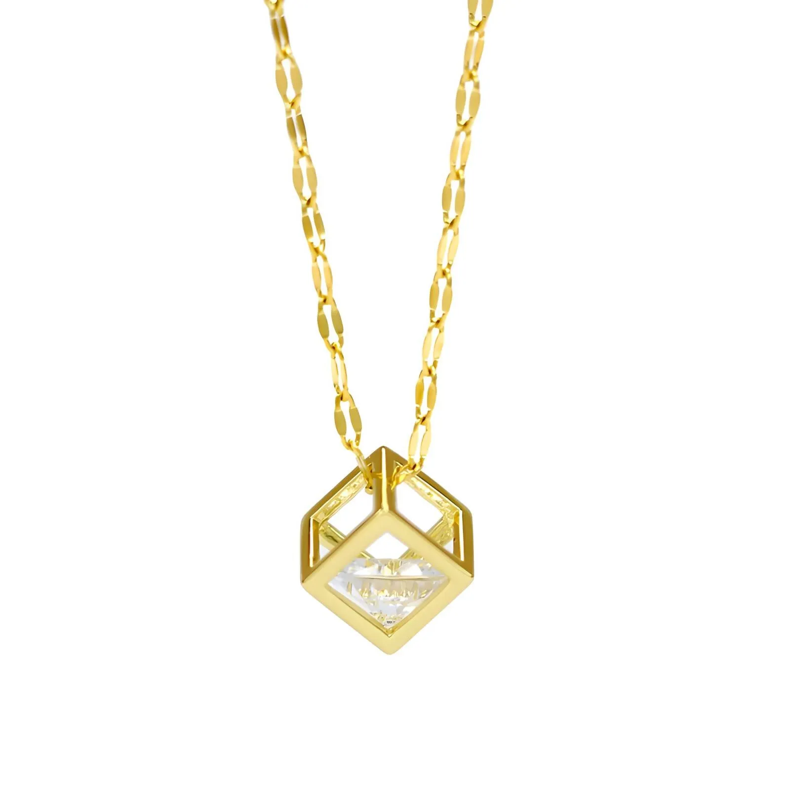 Contemporary Chain Necklace in 18K Gold Plated Steel