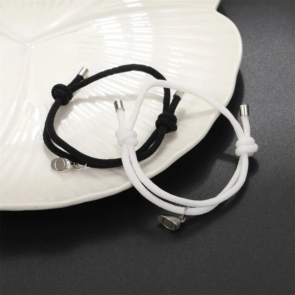 Couples Magnetic Heart Rope Bracelet Set
