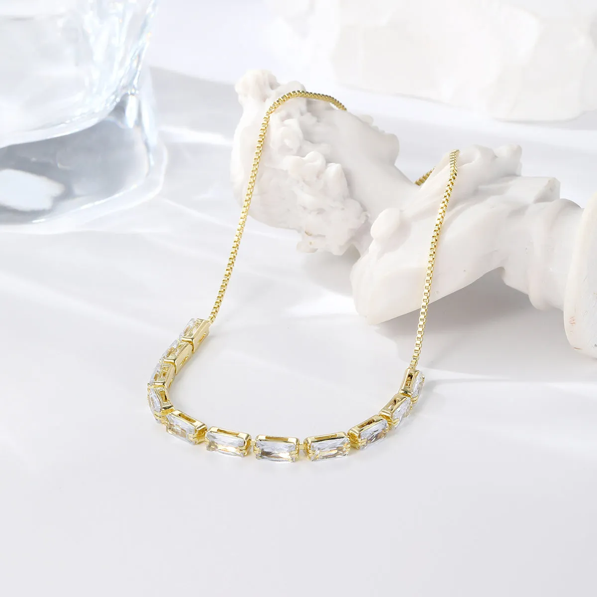 Crystal & 18K Gold-Plated Rectangle Adjustable Bracelet