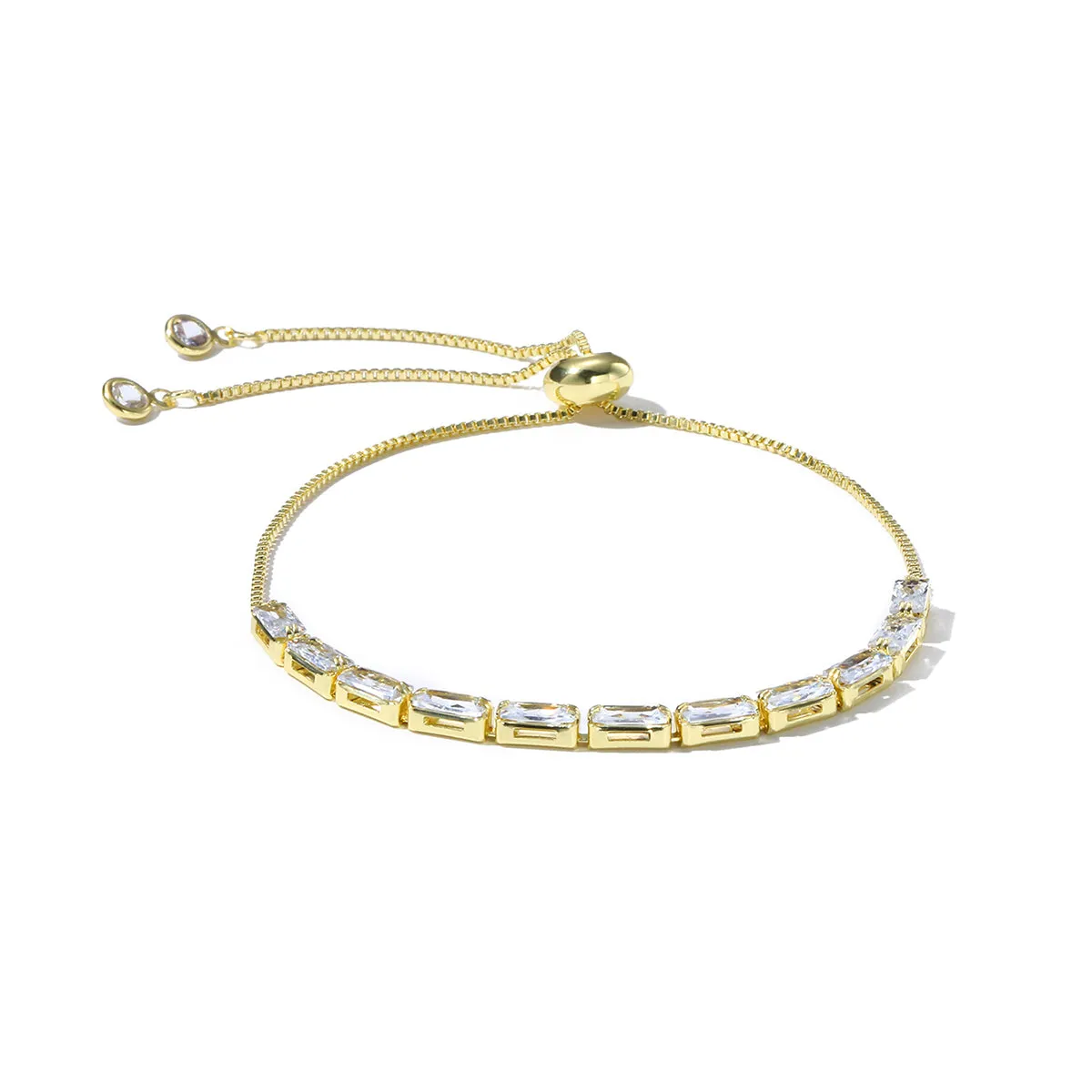Crystal & 18K Gold-Plated Rectangle Adjustable Bracelet