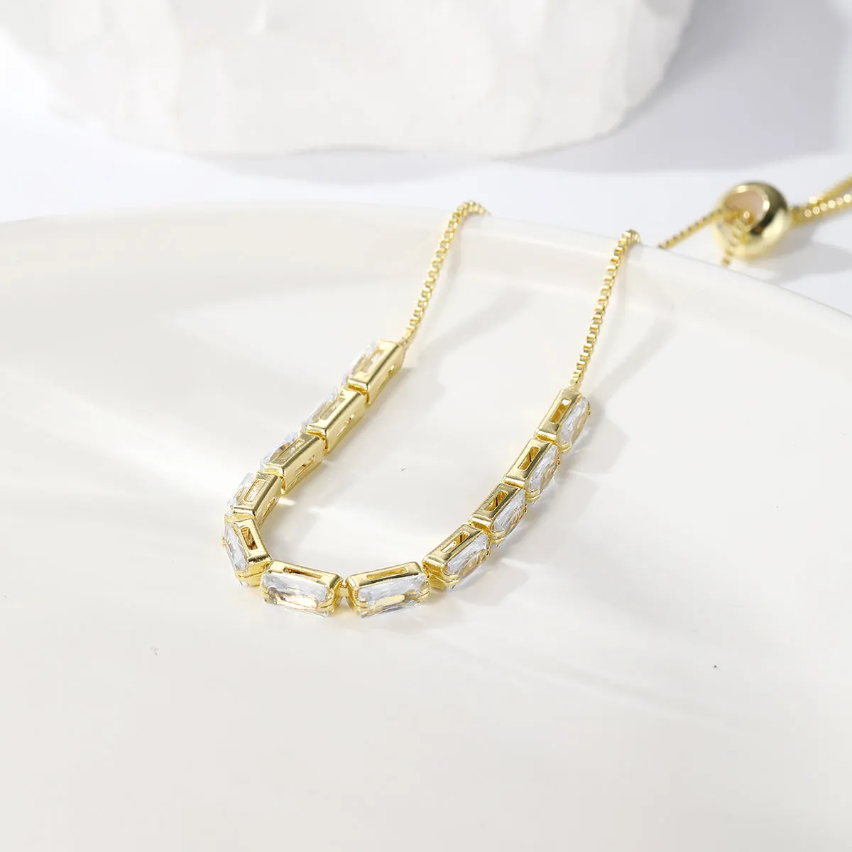 Crystal & 18K Gold-Plated Rectangle Adjustable Bracelet