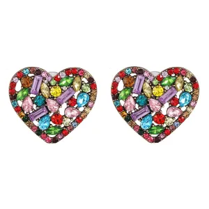 Crystal & Cubic Zirconia Heart Stud Earrings