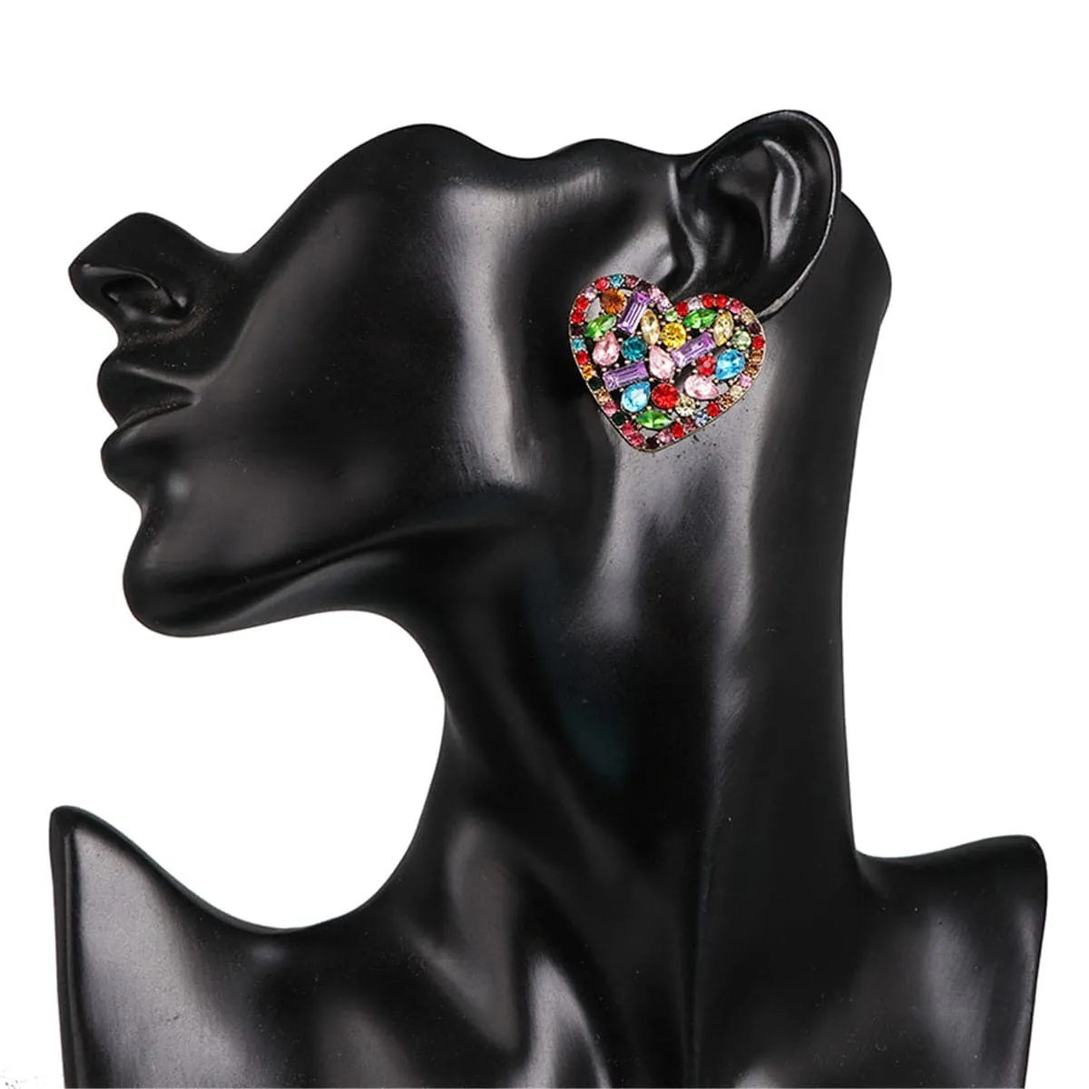 Crystal & Cubic Zirconia Heart Stud Earrings