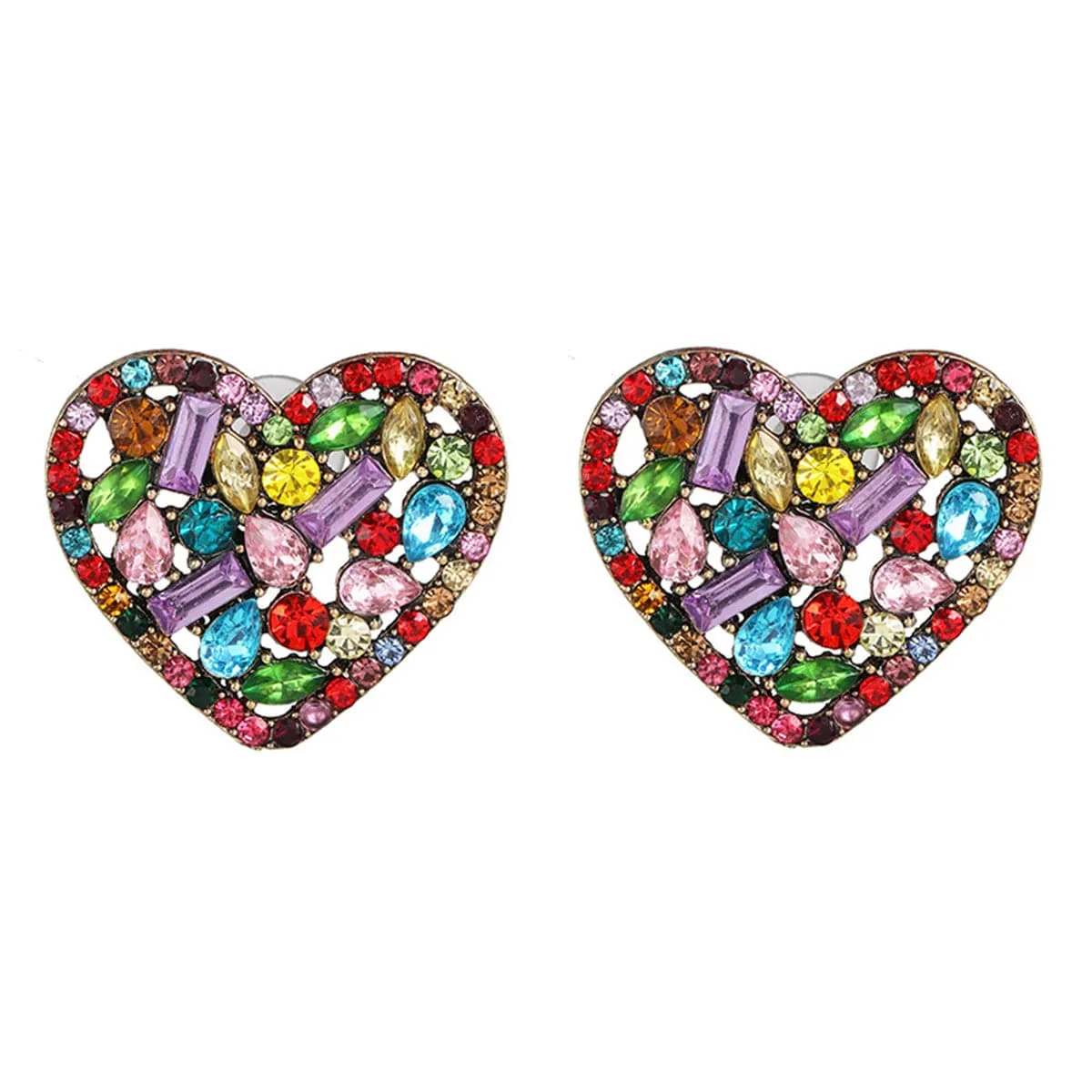 Crystal & Cubic Zirconia Heart Stud Earrings