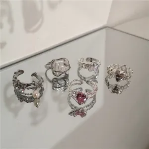 Crystal Love Heart Open Rings