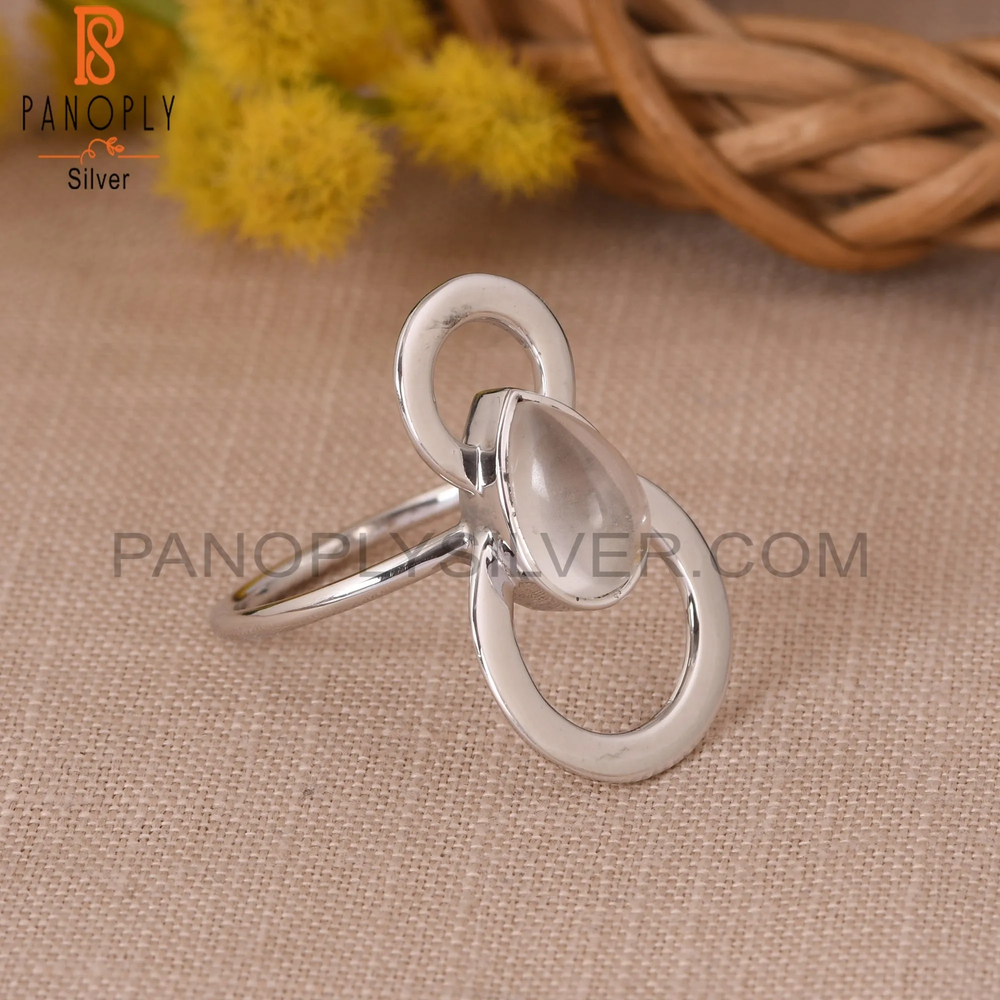 Crystal Unique Cocktail 925 Silver Quartz Rings