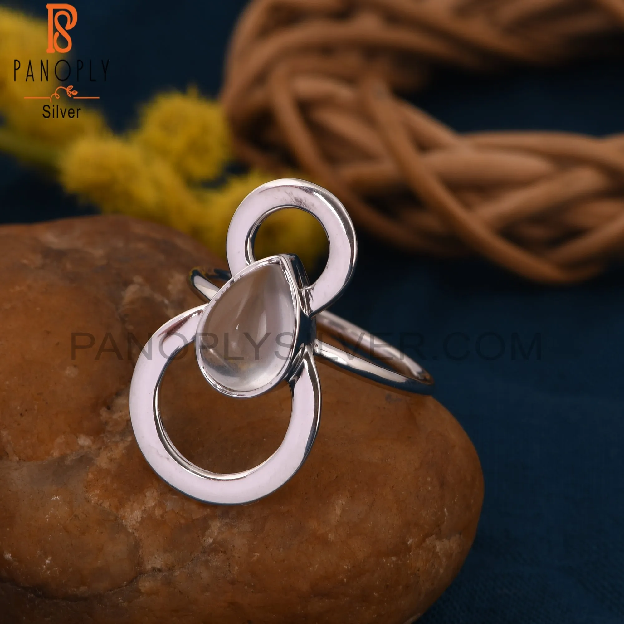 Crystal Unique Cocktail 925 Silver Quartz Rings