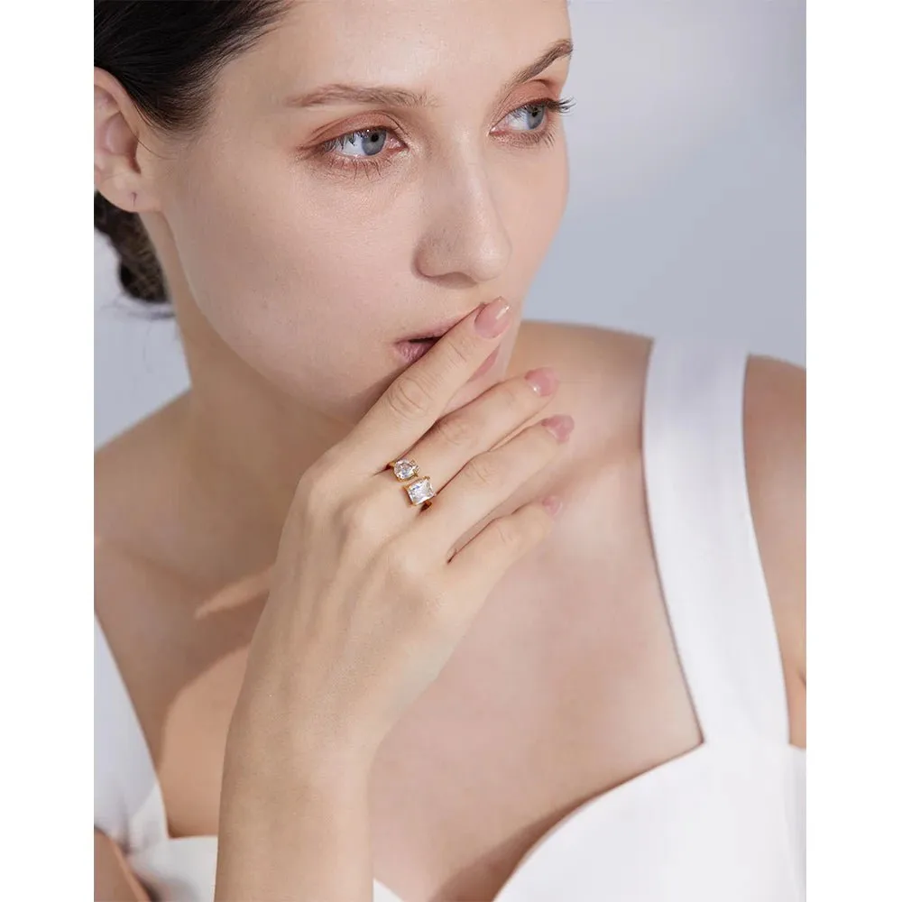 Cubic Zirconia Adjustable Open Unique Ring Bling Charm Jewelry