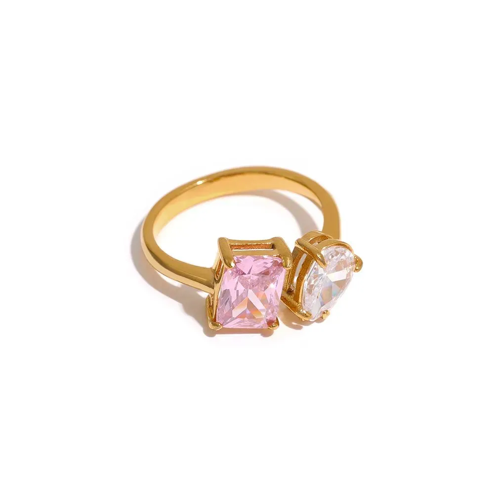 Cubic Zirconia Adjustable Open Unique Ring Bling Charm Jewelry