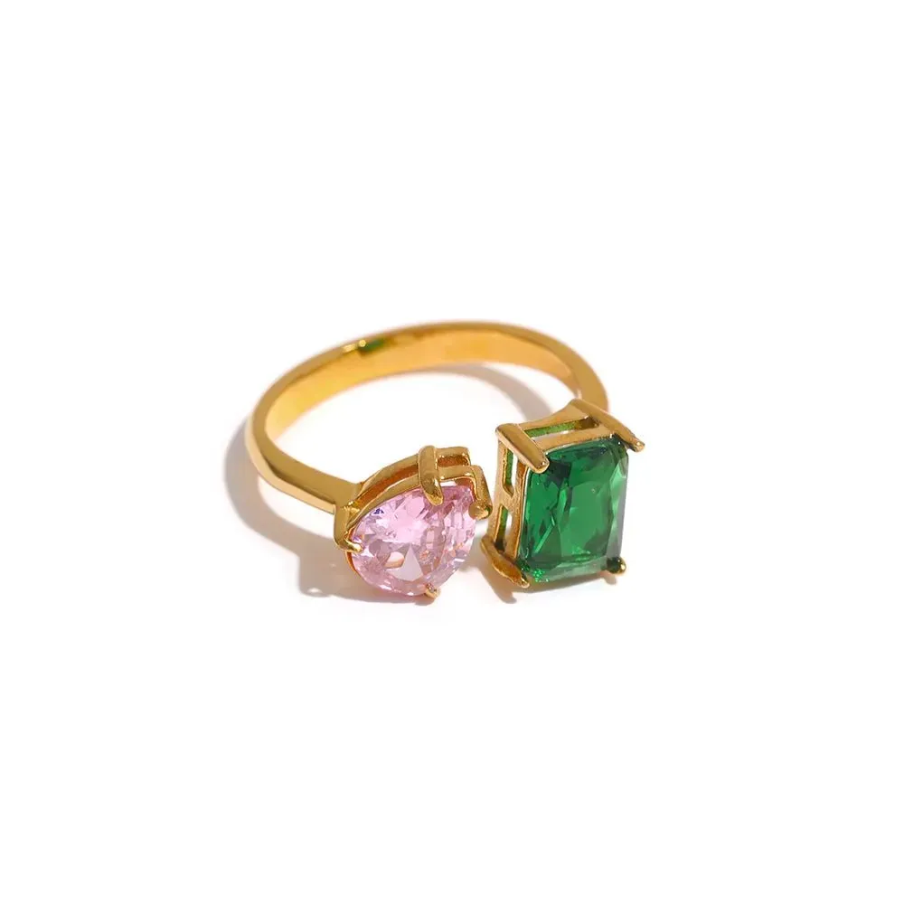 Cubic Zirconia Adjustable Open Unique Ring Bling Charm Jewelry