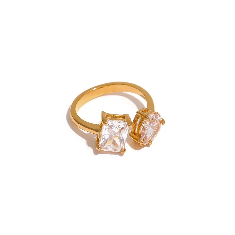 Cubic Zirconia Adjustable Open Unique Ring Bling Charm Jewelry