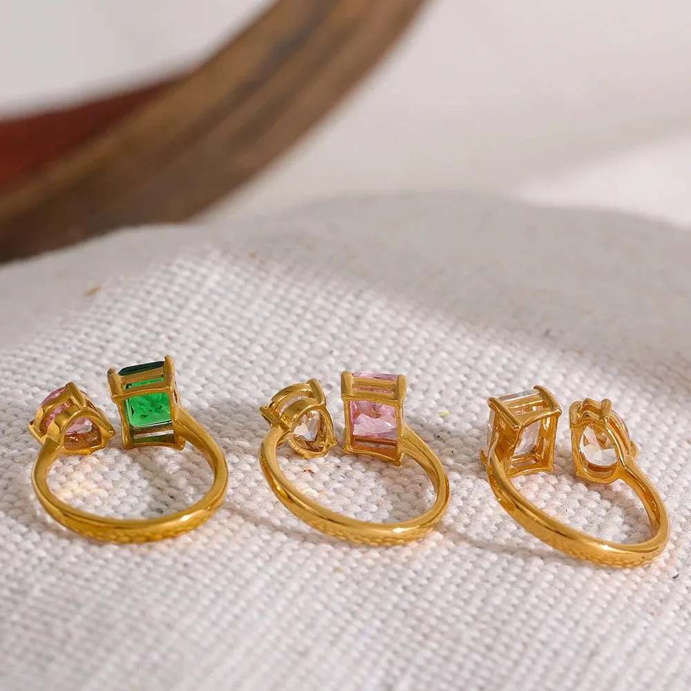 Cubic Zirconia Adjustable Open Unique Ring Bling Charm Jewelry