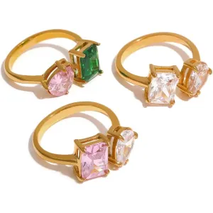 Cubic Zirconia Adjustable Open Unique Ring Bling Charm Jewelry