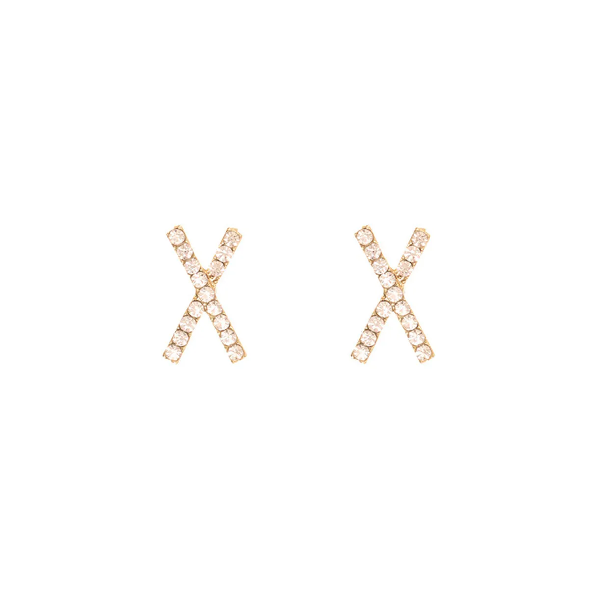 Cubic Zirconia & 18K Gold-Plated Cross Stud Earrings