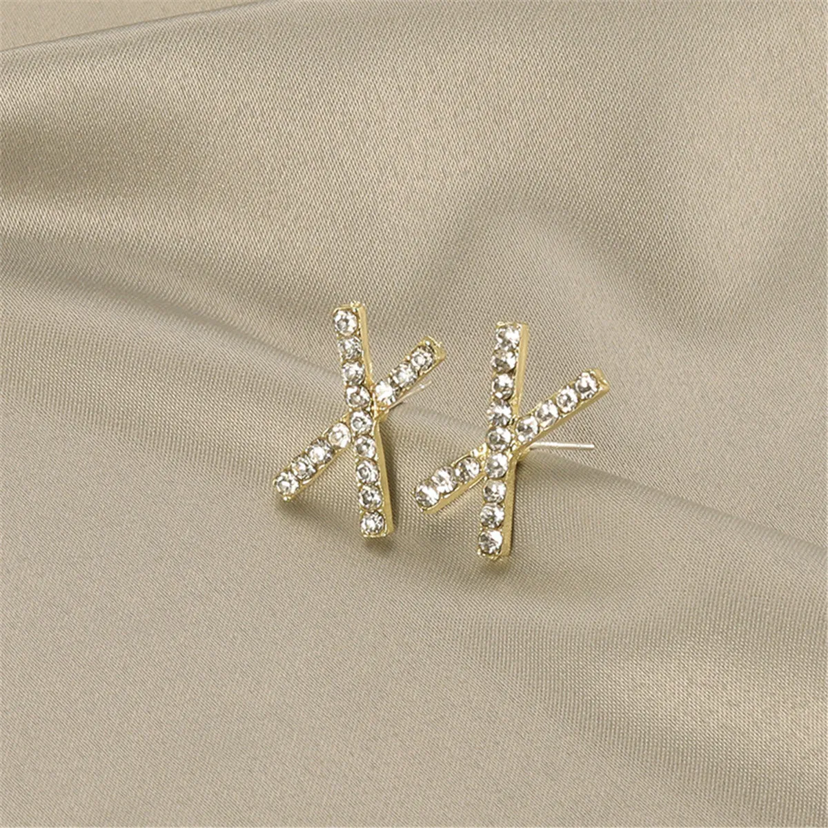 Cubic Zirconia & 18K Gold-Plated Cross Stud Earrings