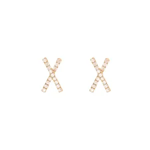 Cubic Zirconia & 18K Gold-Plated Cross Stud Earrings