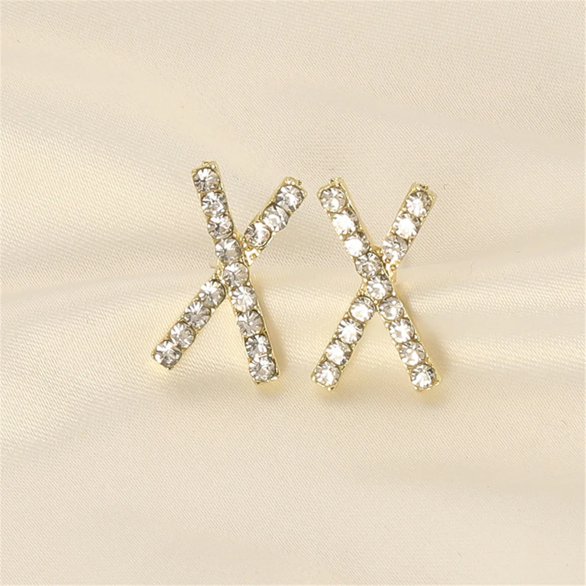 Cubic Zirconia & 18K Gold-Plated Cross Stud Earrings