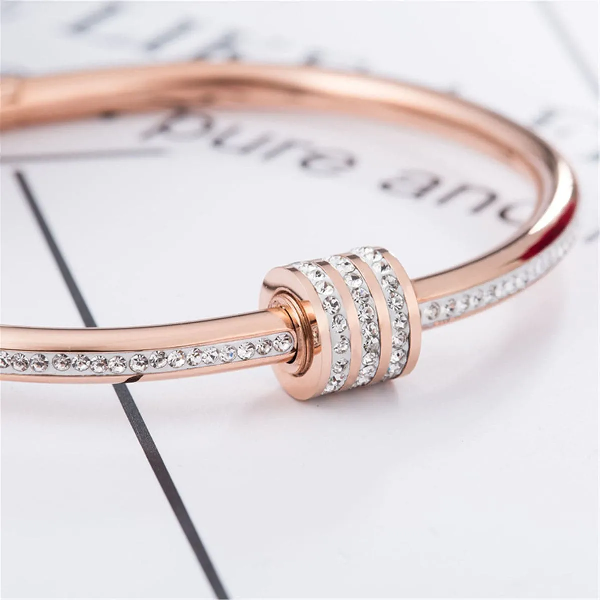 Cubic Zirconia & 18K Rose Gold-Plated Coil Bangle