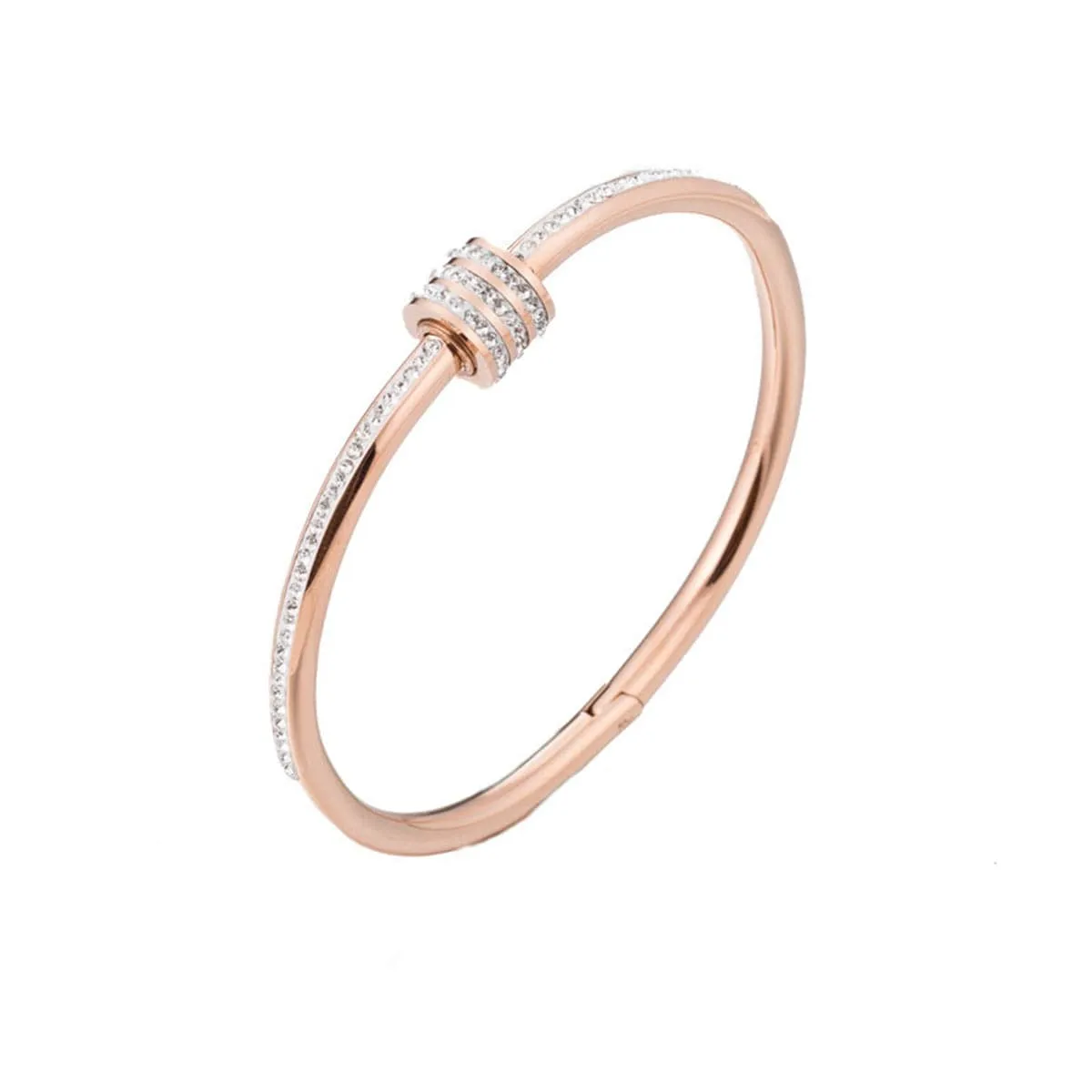 Cubic Zirconia & 18K Rose Gold-Plated Coil Bangle