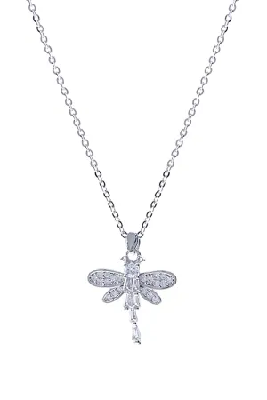 CUBIC ZIRCONIA DRAGONFLY PENDANT NECKLACE