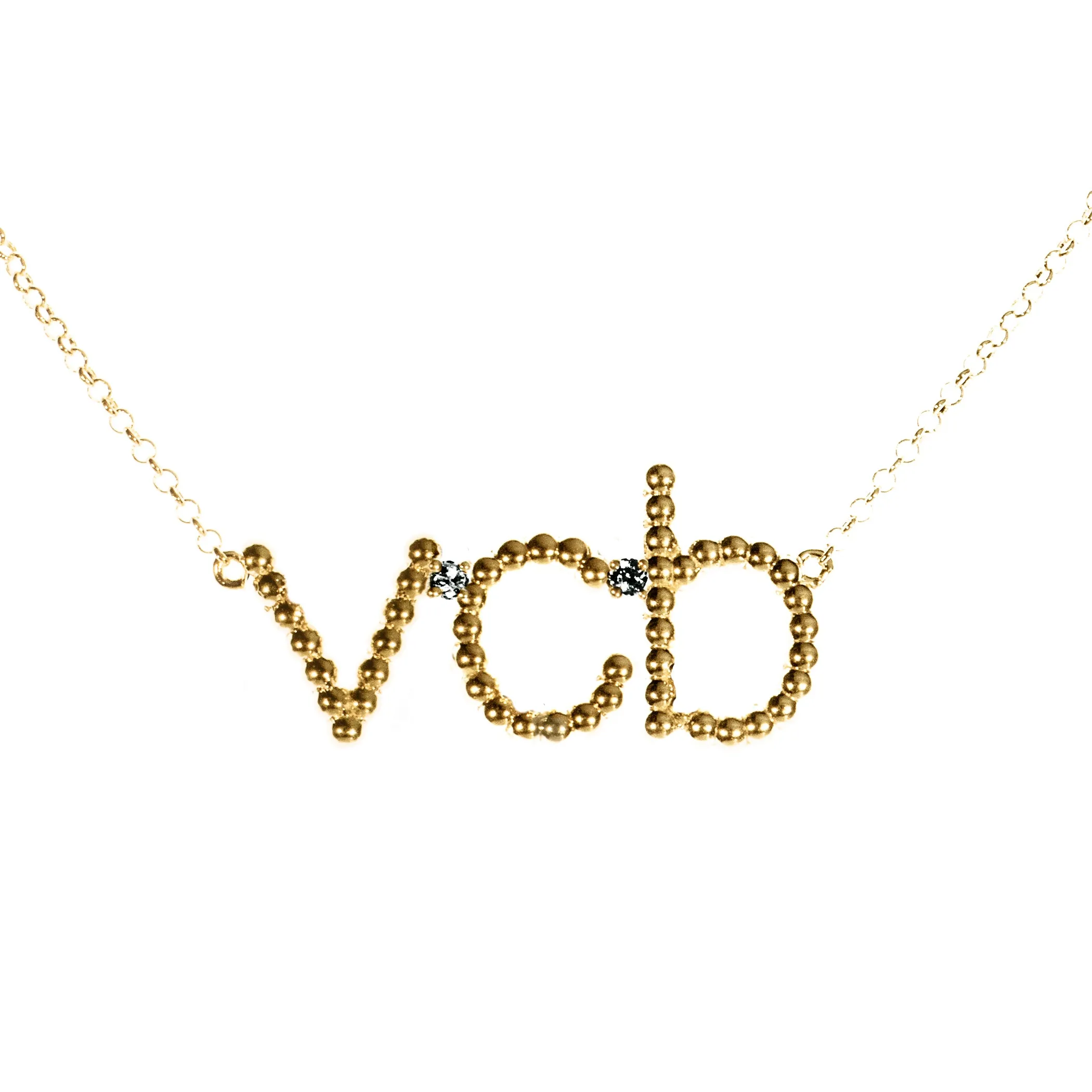 Custom Beaded 3 Initial Diamond Necklace