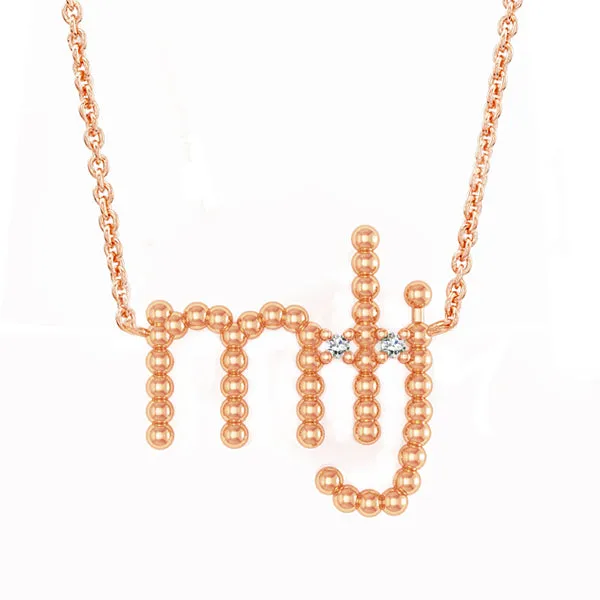 Custom Beaded 3 Initial Diamond Necklace