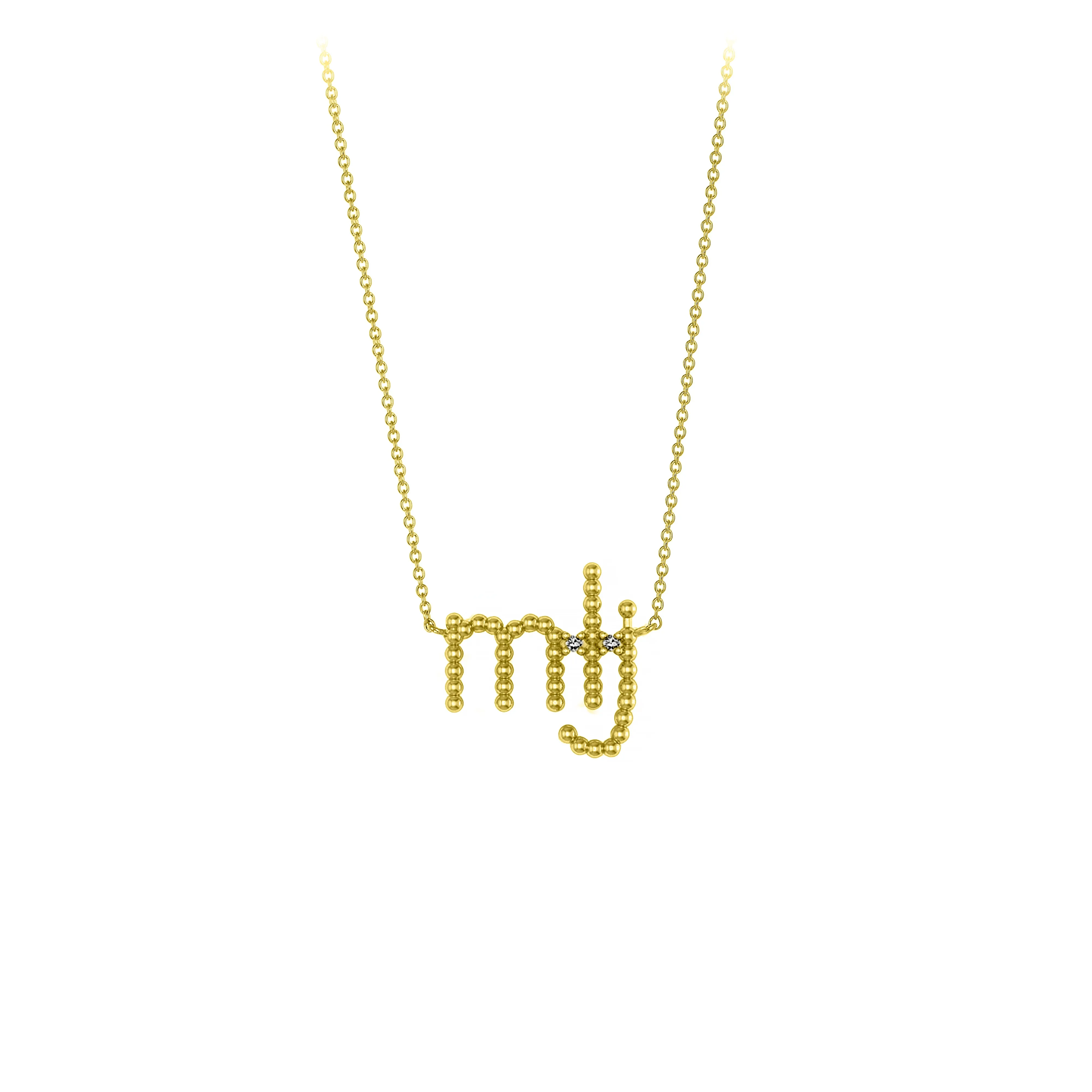Custom Beaded 3 Initial Diamond Necklace