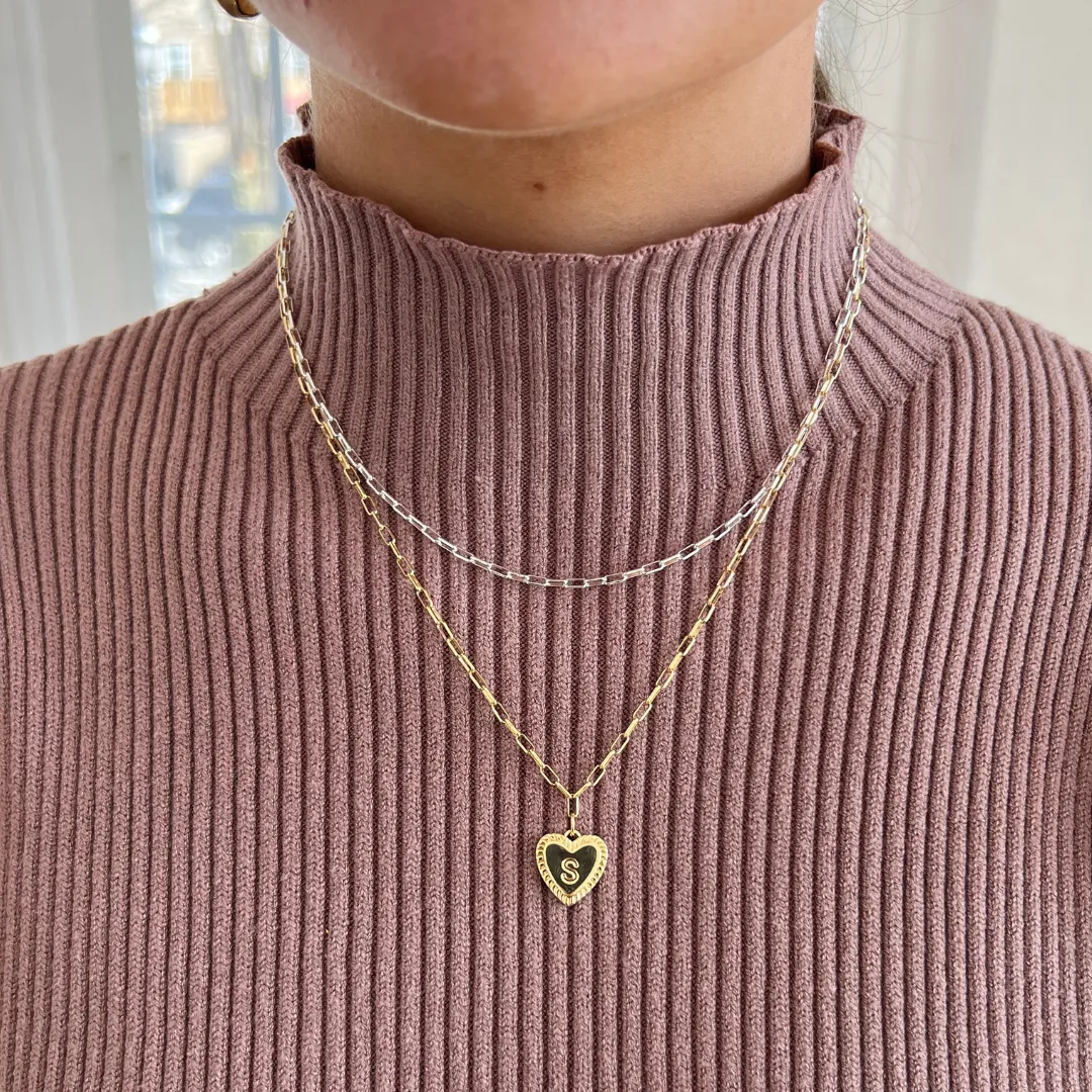 Custom Initial Two Tone Necklace