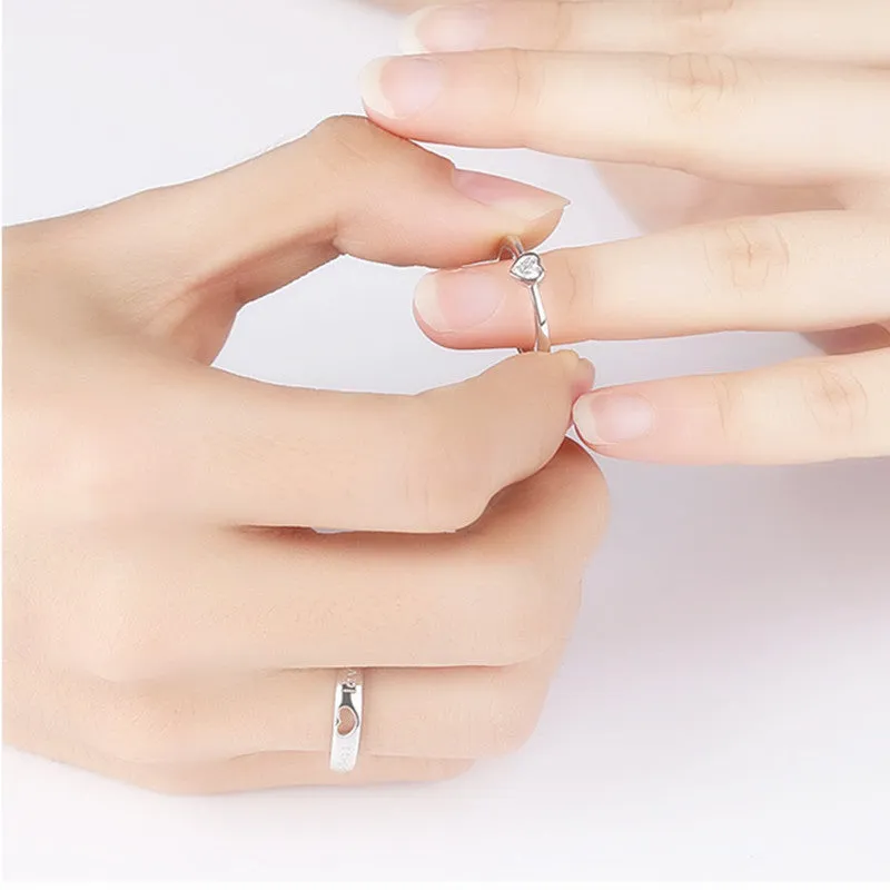 Custom S925 Silver with Heart Shaped Ring Personalized Luxury Couple Ring