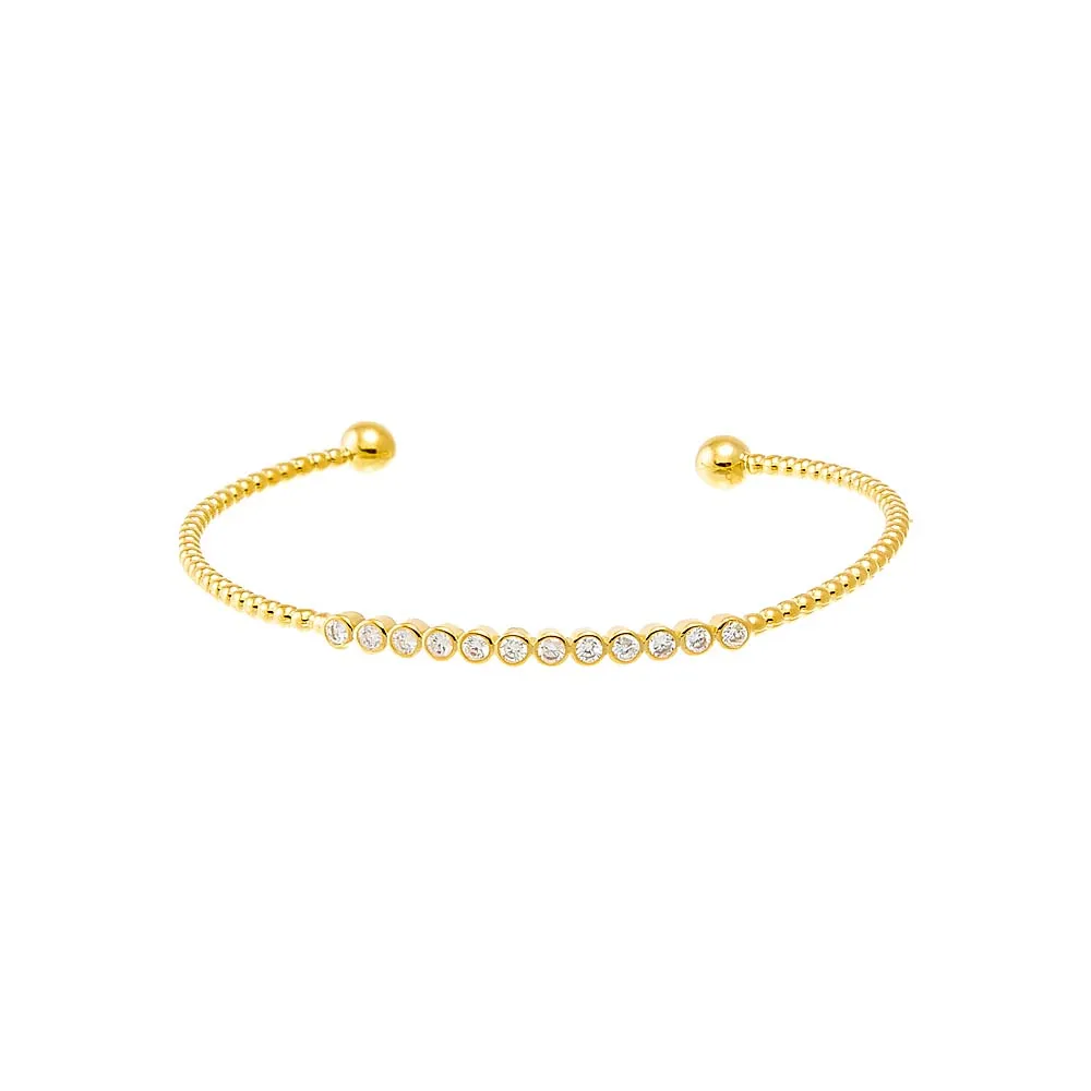 CZ Bezel Bar Open Bangle Bracelet