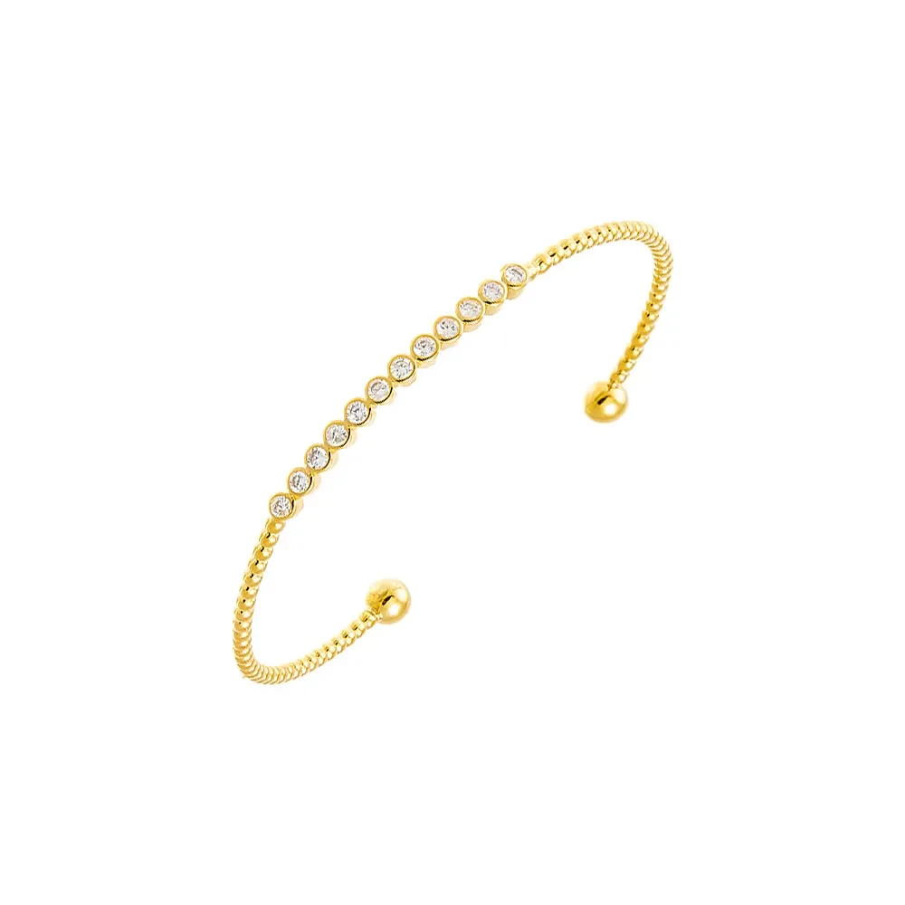 CZ Bezel Bar Open Bangle Bracelet