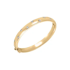 CZ Scattered Wide Bangle Bracelet
