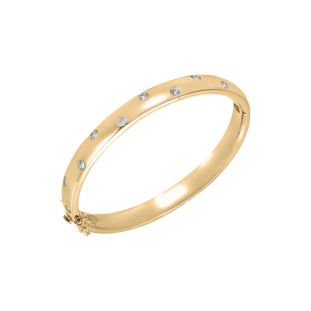 CZ Scattered Wide Bangle Bracelet