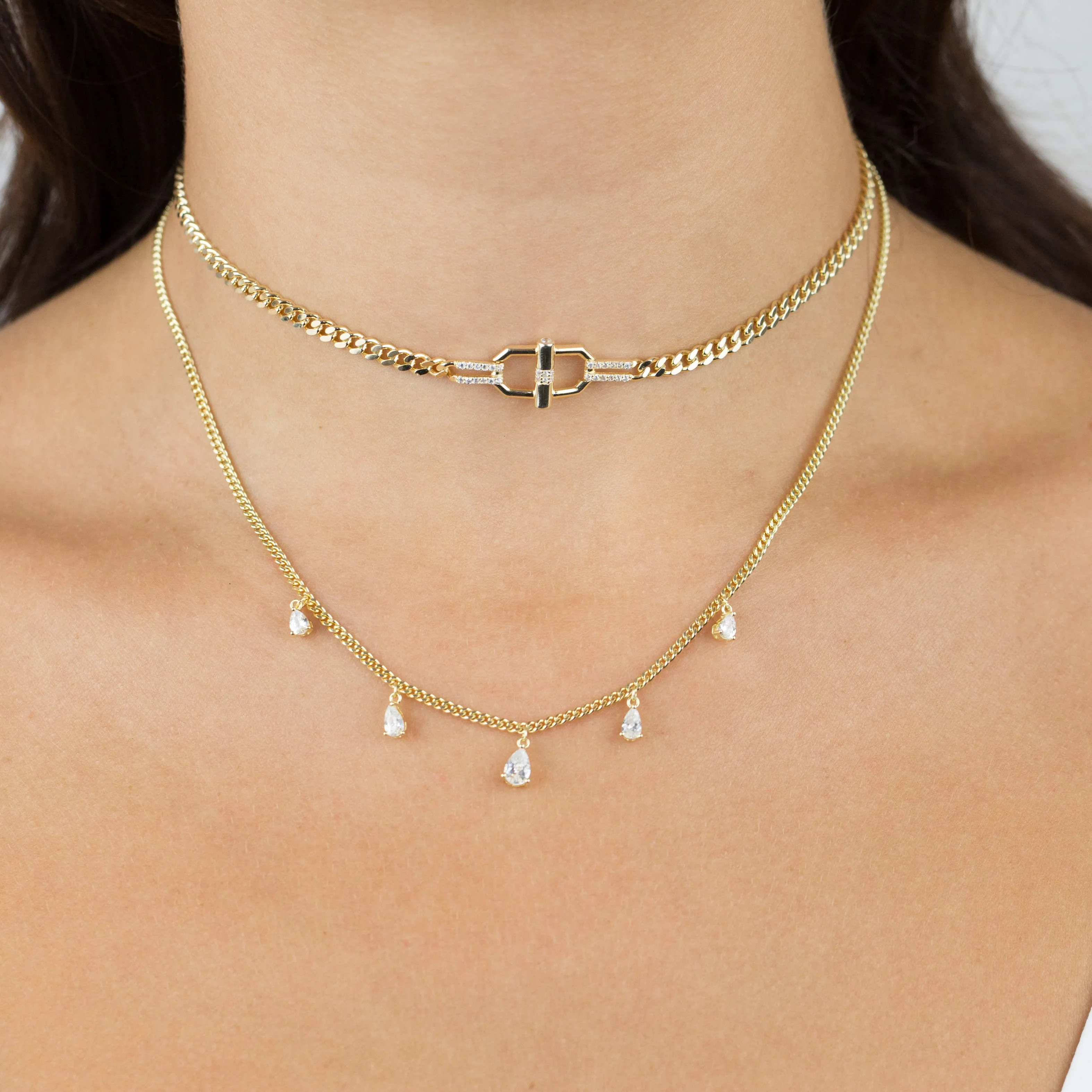CZ Toggle Cuban Chain Choker