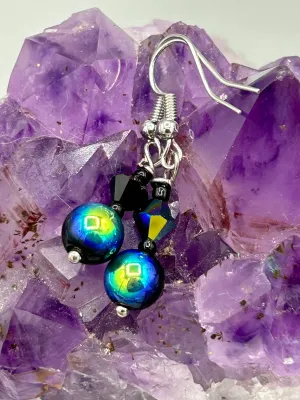 Dainty Aurora Borealis Faceted Earrings, Shabby Chic, Boho Chic, Nature Inspired, Bohemian