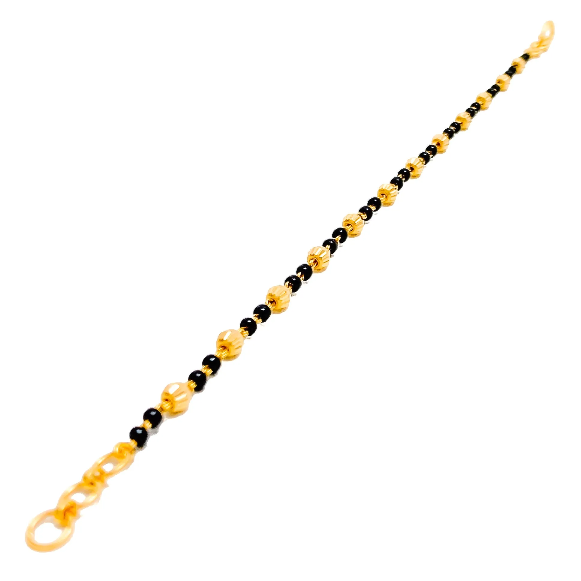 Dainty Chic 22k Gold Black Bead Bracelet