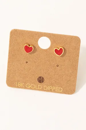 Dainty Red Heart Stud Earrings
