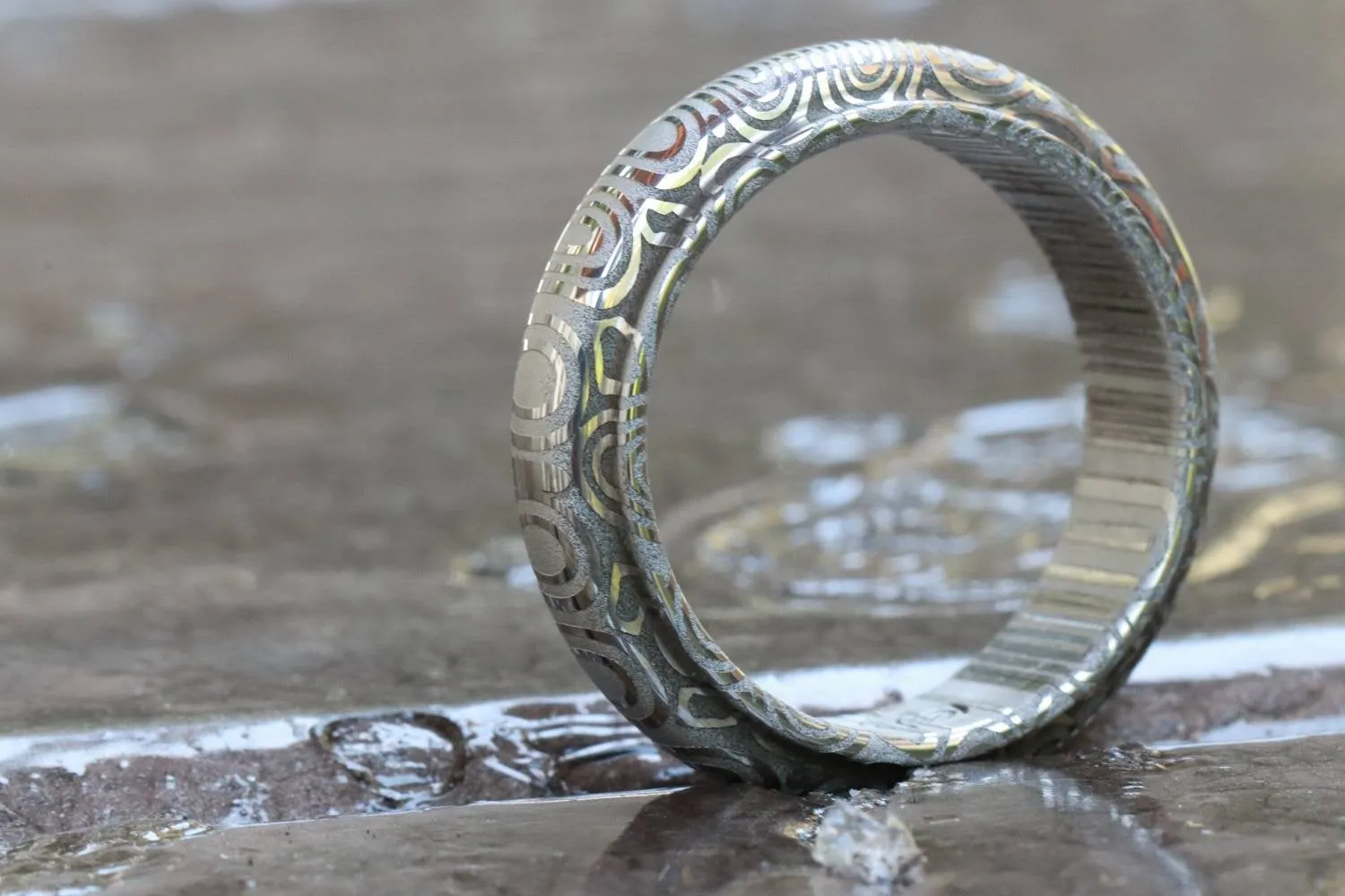 Damascus steel ring, stainless damasteel, mens  rings, hypoallergenic mens wedding customizable unique hand shaped