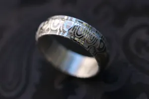 Damascus steel ring, stainless damasteel, mens  rings, hypoallergenic mens wedding customizable unique hand shaped