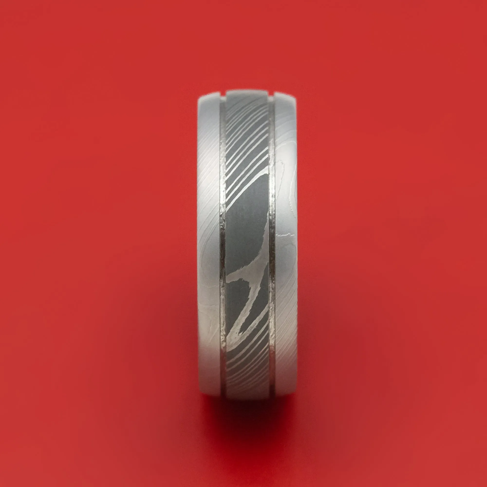 Damascus Steel Two-Tone Ring Wedding Band Genuine Craftsmanship