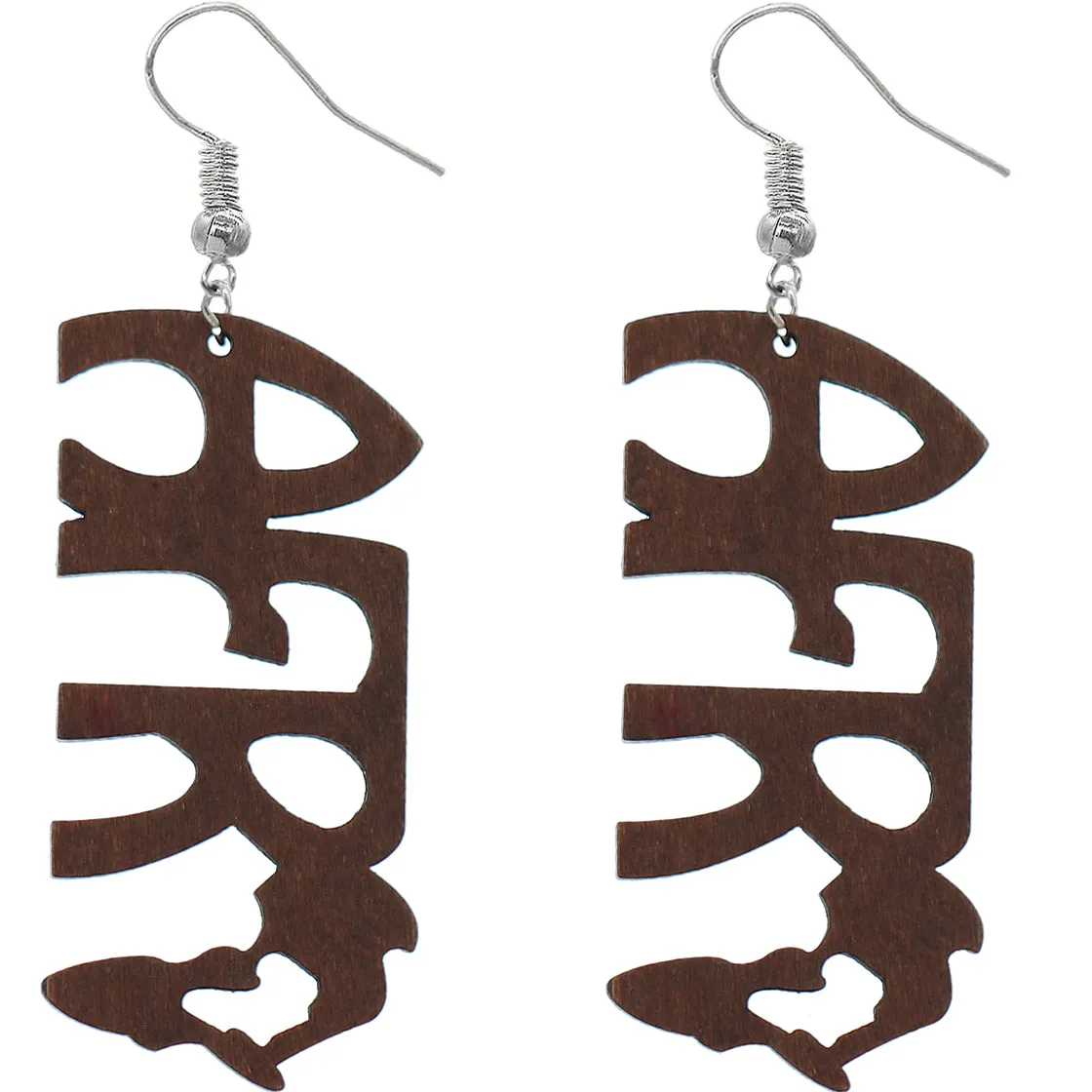 Dark Brown Africa Letter Earrings