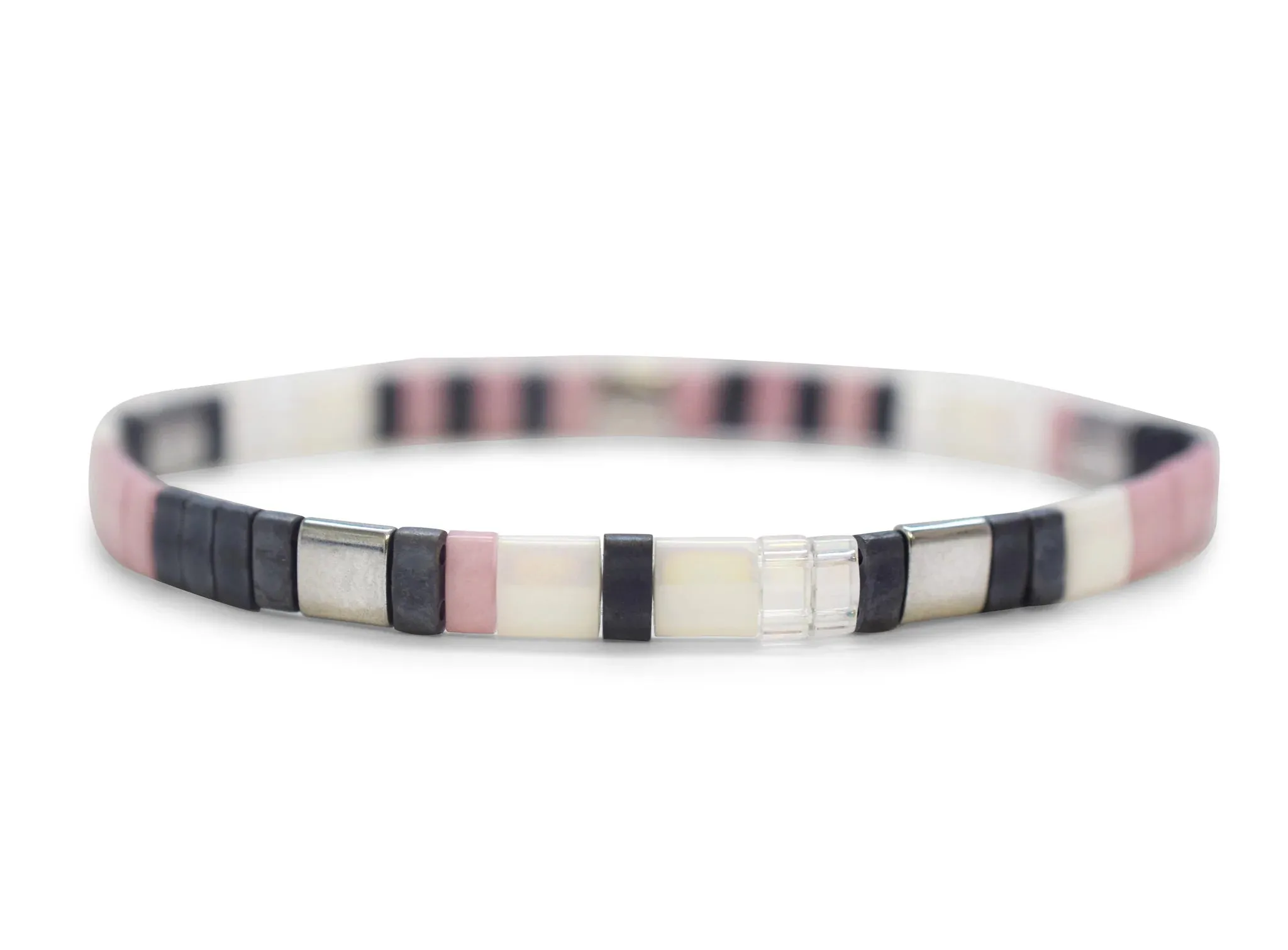 DAUGHTER - Morse Code Tila Beaded Bracelet - Curious Blue with a Lavender Hue