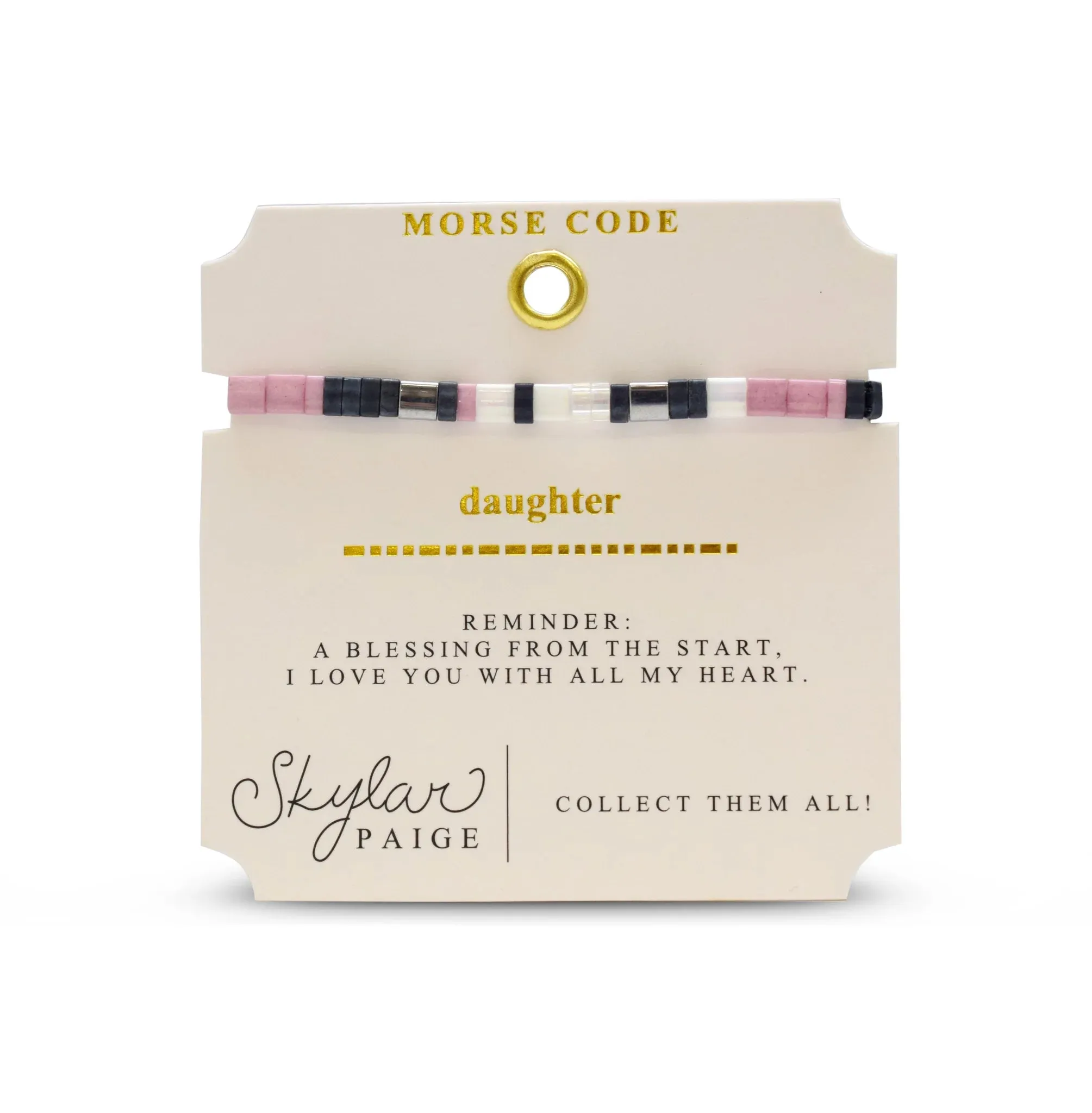 DAUGHTER - Morse Code Tila Beaded Bracelet - Curious Blue with a Lavender Hue