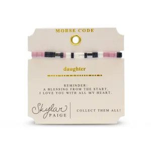 DAUGHTER - Morse Code Tila Beaded Bracelet - Curious Blue with a Lavender Hue
