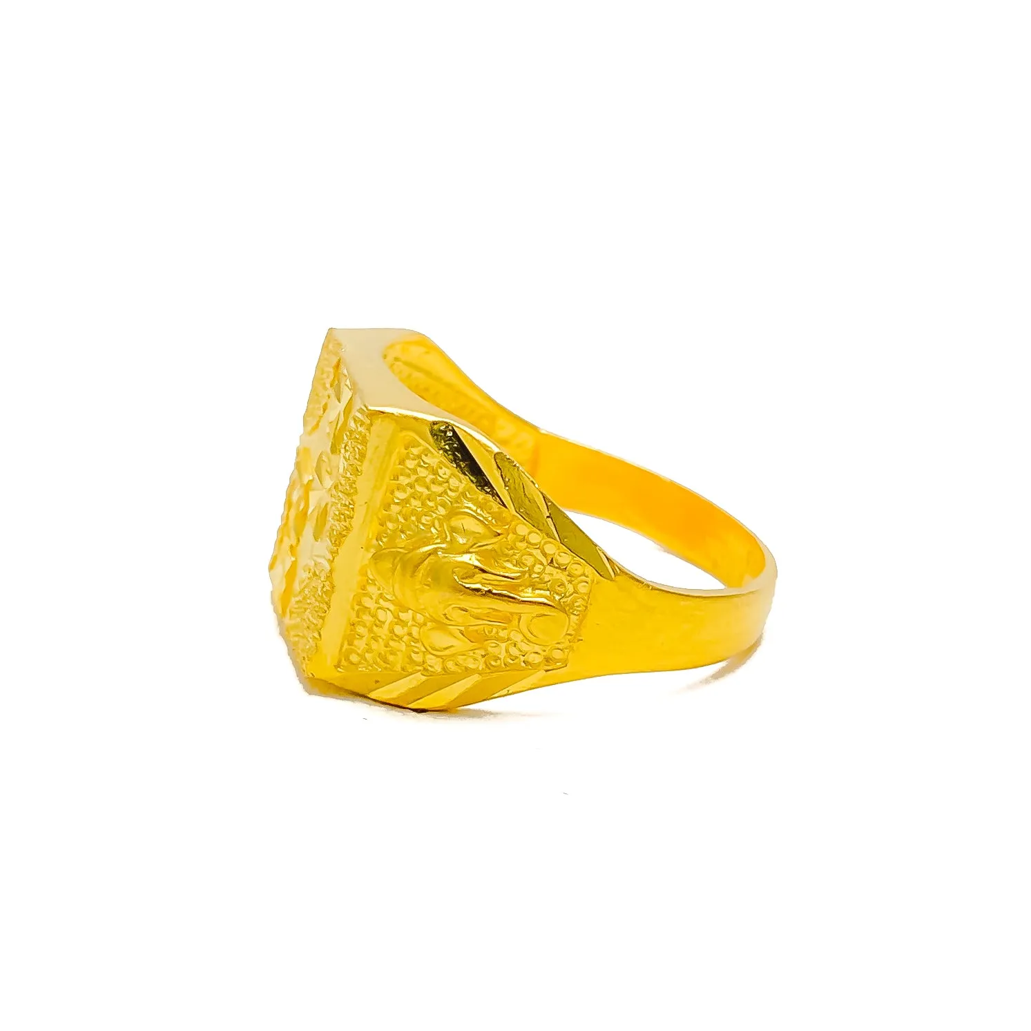 Dazzling Textured Men's 22k Gold Ring
